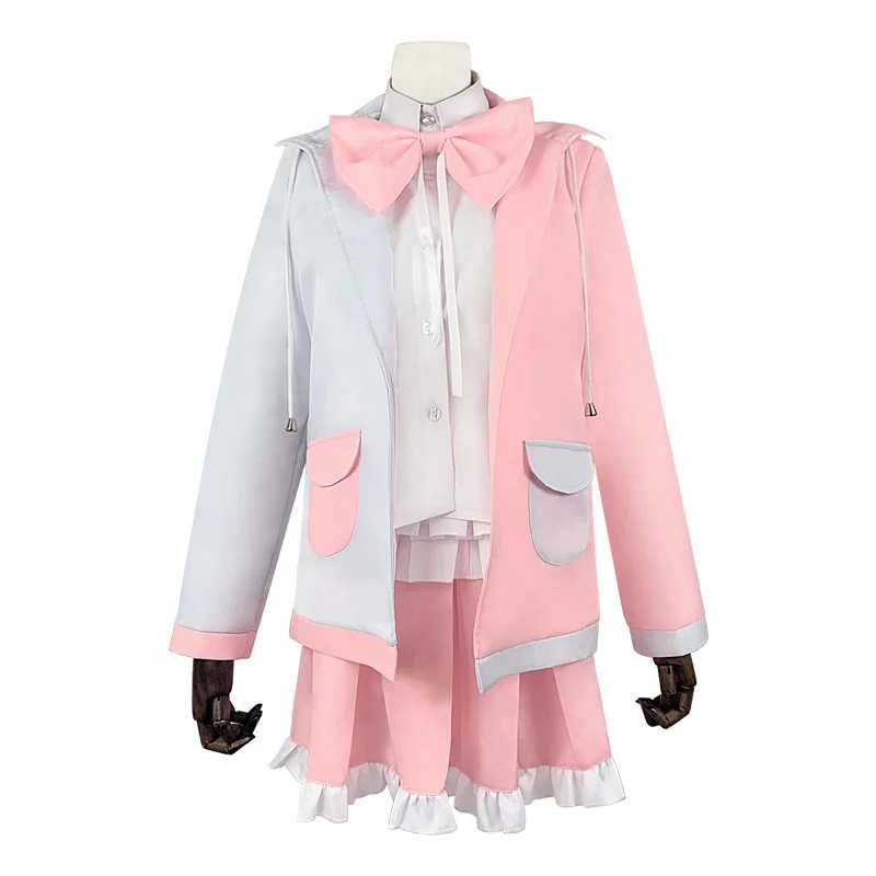 Anime Game Danganronpa Monomi Usami Cosplay Costume Women Pink Coat Shirt Skirt Halloween Role Play School Uniform Full Suit