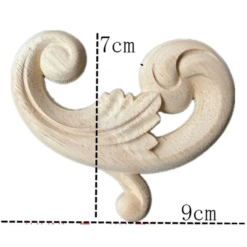 9cm Woodcarving Decal Wood Carved Wooden Crafts Corner Appliques Frame Wall Door Home Bathroom Furniture Decorative