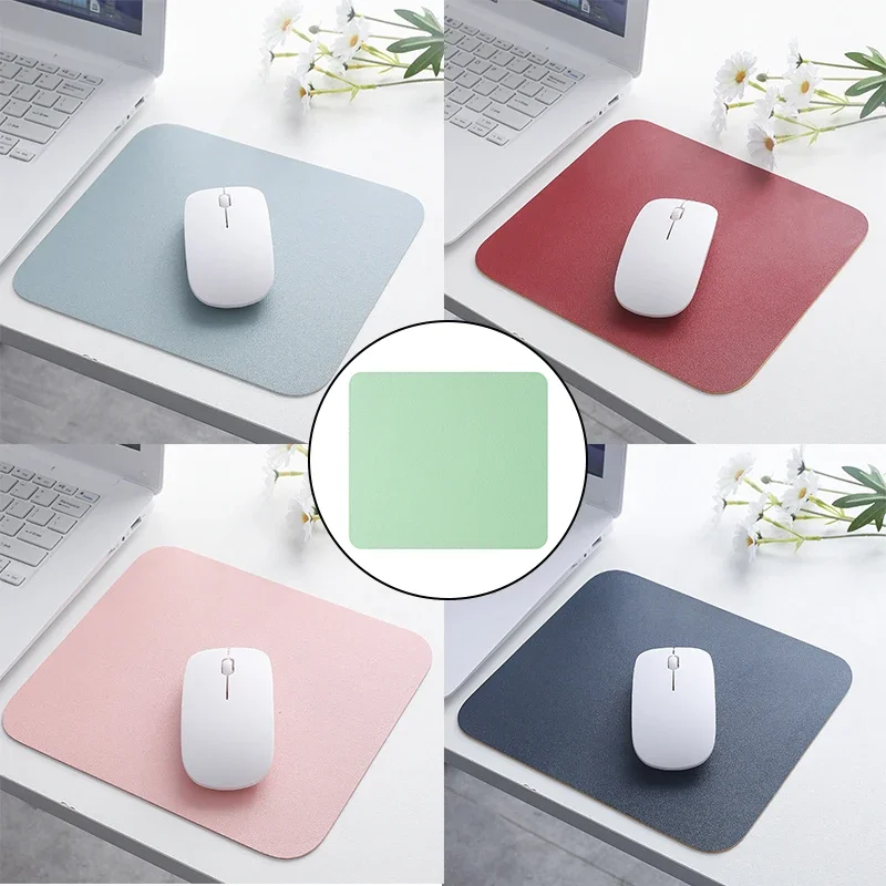 21*25cm couro do plutônio suave mouse pad simples cor sólida mouse pad antiderrapante à prova dwaterproof água mouse pad escola escritório acessórios de mesa