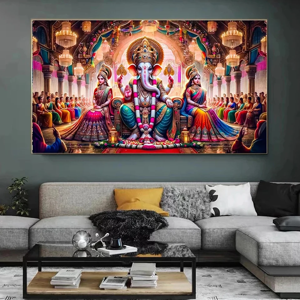 Hindu Ganesha 5D Diy Diamond Painting Full Diamond Mosaic Cross Stitch Kits Indian Beauty Amazing Religion Home Decor Gift