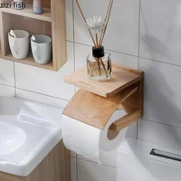 Solid Wood Tissue Holder Toilet Paper Towel Rack Wall-mounted Toilet Roll Holder Napkin Holders Tissue Box Storage Rack Shelf
