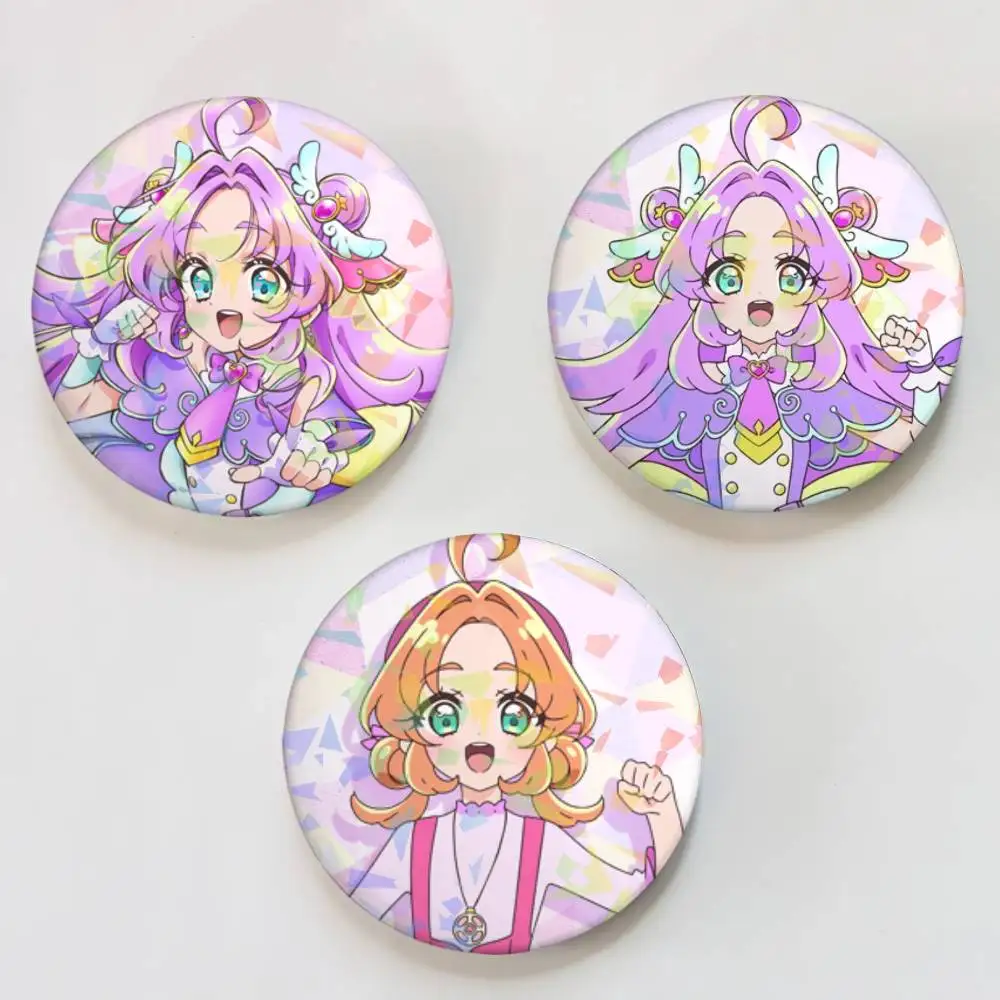 Anime S-StAR-R D-DeTEctIVE-E P-PrEcUrE-E Round Badge Lapel Pins for Backpacks Briefcase Laser Brooch Clothes Gifts
