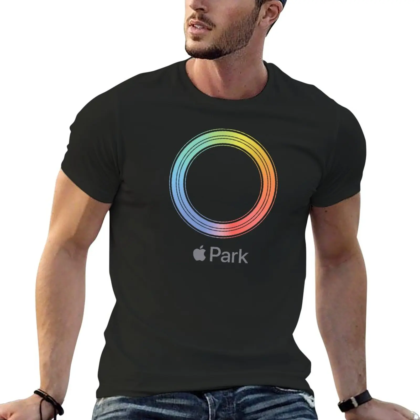 2026 Summer New Style Apple Park Men's T-shirt Fashionally Popular Men's and Women's Same Style Round-neck Printed T-shirt