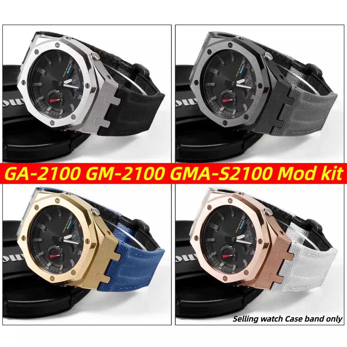 For Casioak G-shock GA-2100/2110/B2100 GM-2100 GBM2100 GMA-S2100 Stainless Steel Watch Case Nylon Strap watchband Accessories