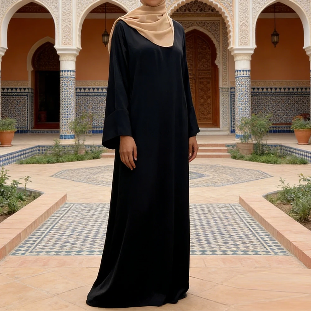 

Modest Casual Satin Abaya Dubai Turkey Kaftan Women Muslim Maxi Dress Abayas Islamic Clothing Arabic Robe Ramadan Gowns Jalabiya