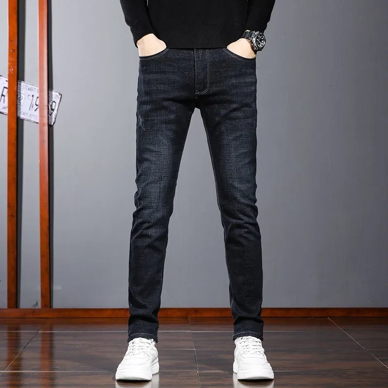 

Джинсы мужские красивые эластичные тонкие новые осенние повседневные универсальные модные брюки
