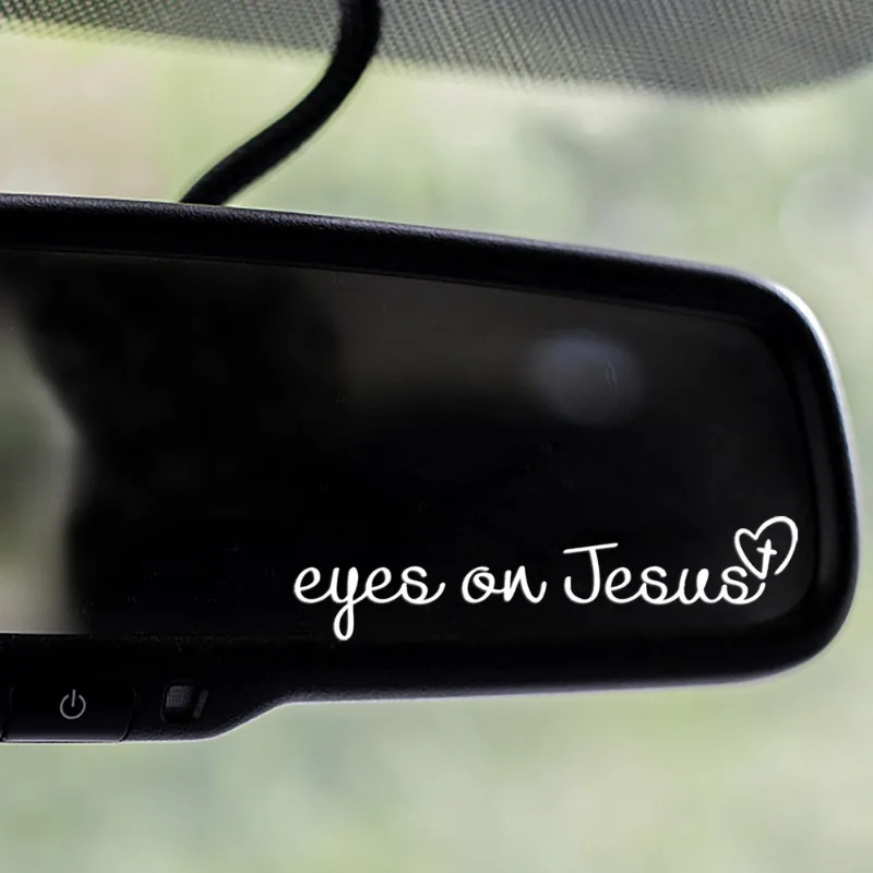 Eyes On Jesus Heart Cross Waterproof Vinyl Sticker For Car Rearview Mirror Decal