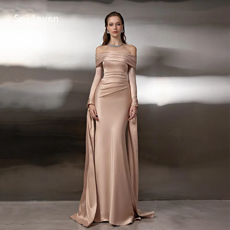 

Smileven Precious Nude Color Mermaid Prom Dress Off The Shoulder Party Gowns Formal Occassion Dress Customized 2026