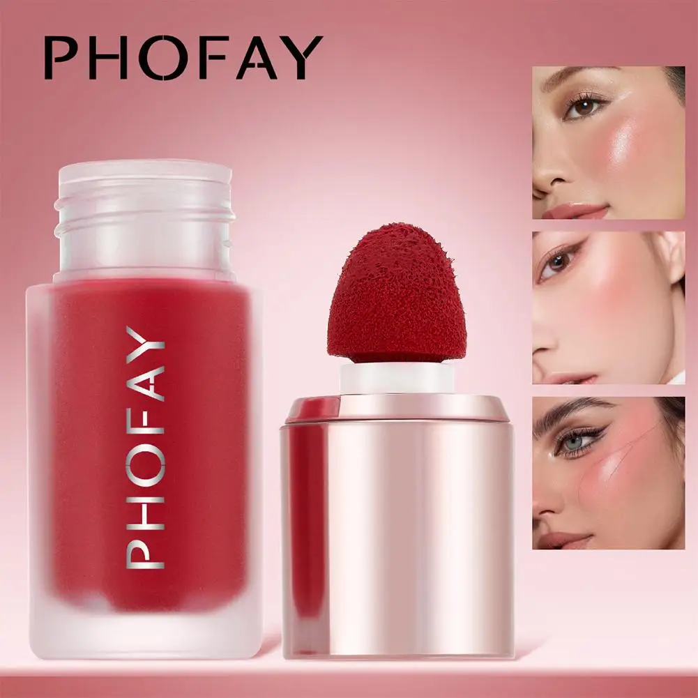 Blush Contour Girly Evidenziatore liscio per guance Rouge Matte Glitter Fard liquido per il viso Fard impermeabile Trucco Stick rosa