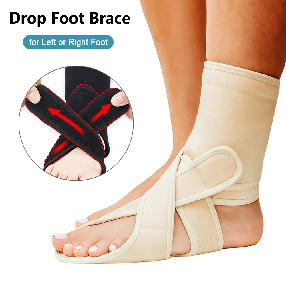 1Pcs Drop Foot Brace Adjustable Breathable Ankle Brace,Improve Walking Gait Foot Orthosis for Walking with Shoes, Socks,Barefoot