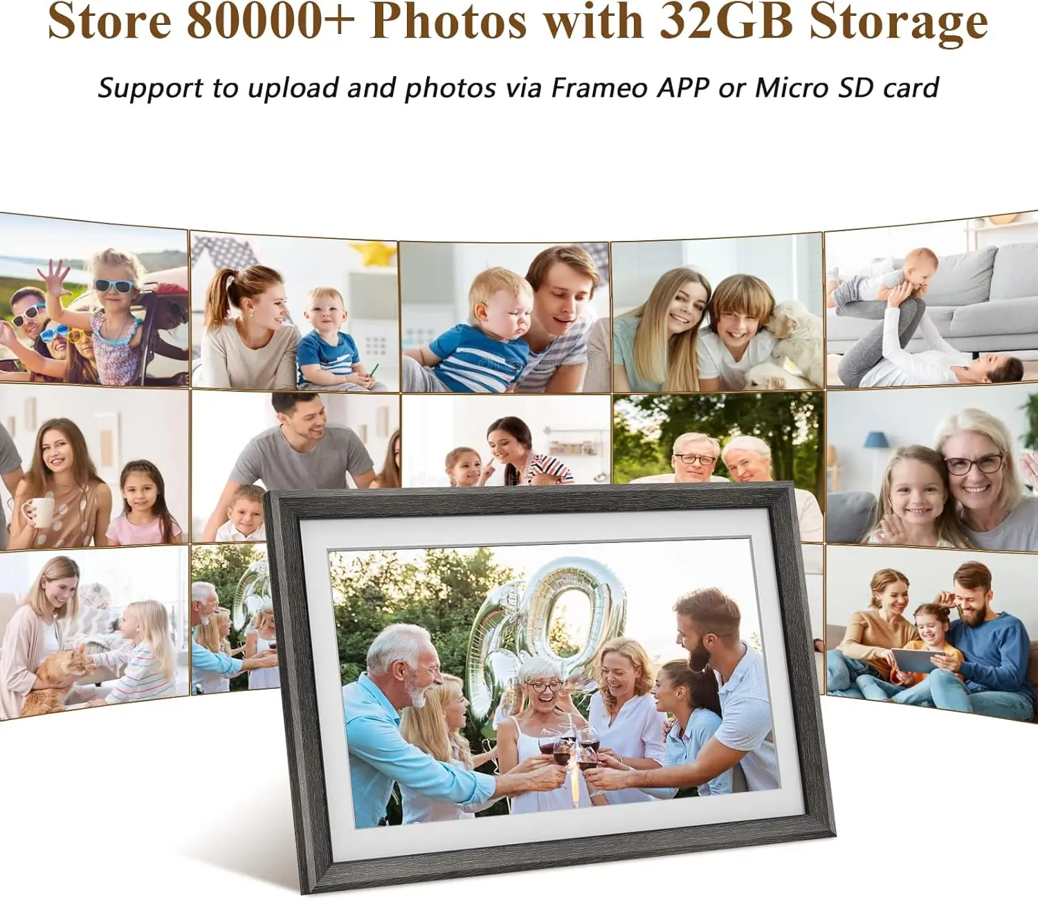 إطار صور رقمي كبير 15.6 بوصة 32 جيجابايت واي فاي 1920 * 1080 IPS FHD شاشة تعمل باللمس إطار صورة رقمي ذكي، قابل للتركيب على الحائط