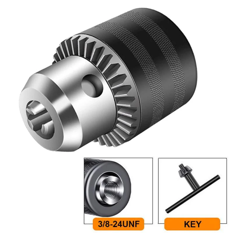 1,5-10mm Bohrfutter mit 3/8'-24UNF-Anschluss - Schlagschrauber-Futter + Sechskantschaft/SDS Plus/Steckschlüssel-Adapter & Bohrfutterschlüssel, Winkelschleifer – Detail 5