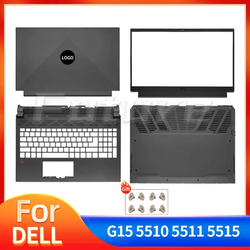 New For Dell G15 5510 5511 5515 5520 5525 LCD Back Cover Front Bezel Palmrest Upper Cover Lower Bottom Case Housing Shell Black