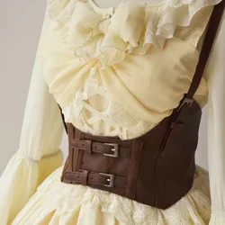 Vintage Women's Corset Vest Steampunk Harness Strechy Waistcoat Wide Cincher with Buckle