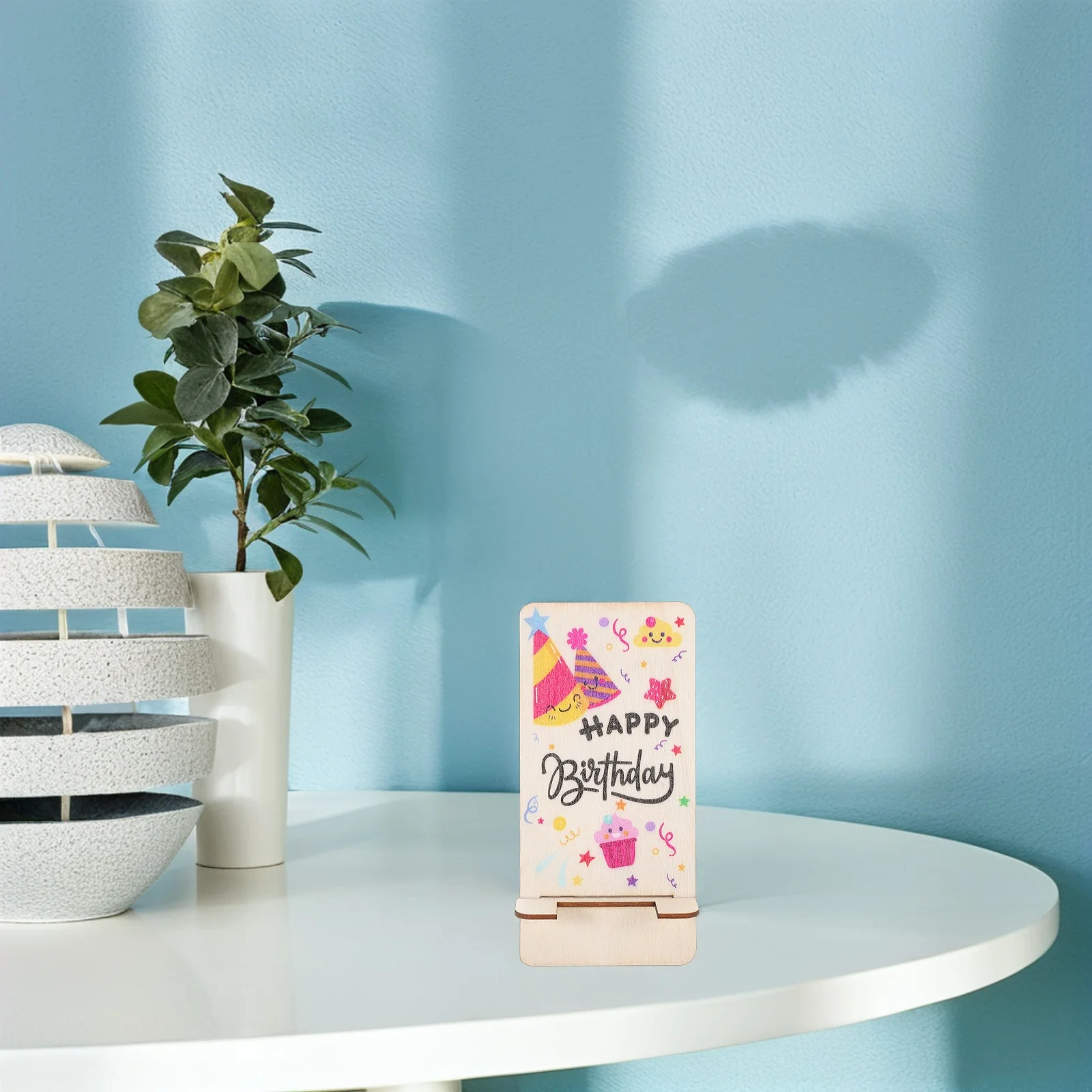 

10Pcs Creative Phone Holder Natural Wood Desktop Stand for Smartphones Tablets Stable Handsfree Viewing Portable Desk Organizer