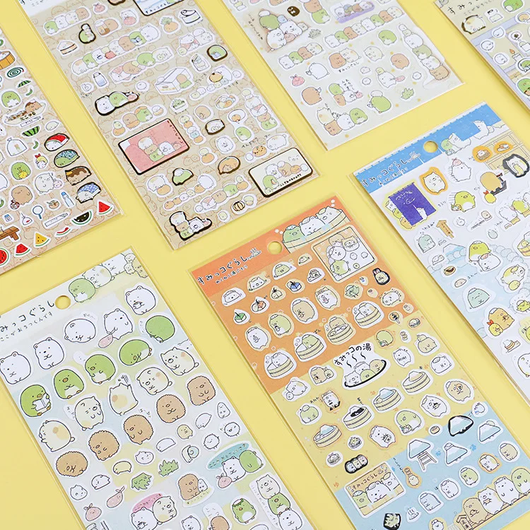 Kawaii Sumikko Gurashi Stickers Cute Animal PVC Transparent Scrapbooking Diy Diary Stationery Sticker School Office Supplies