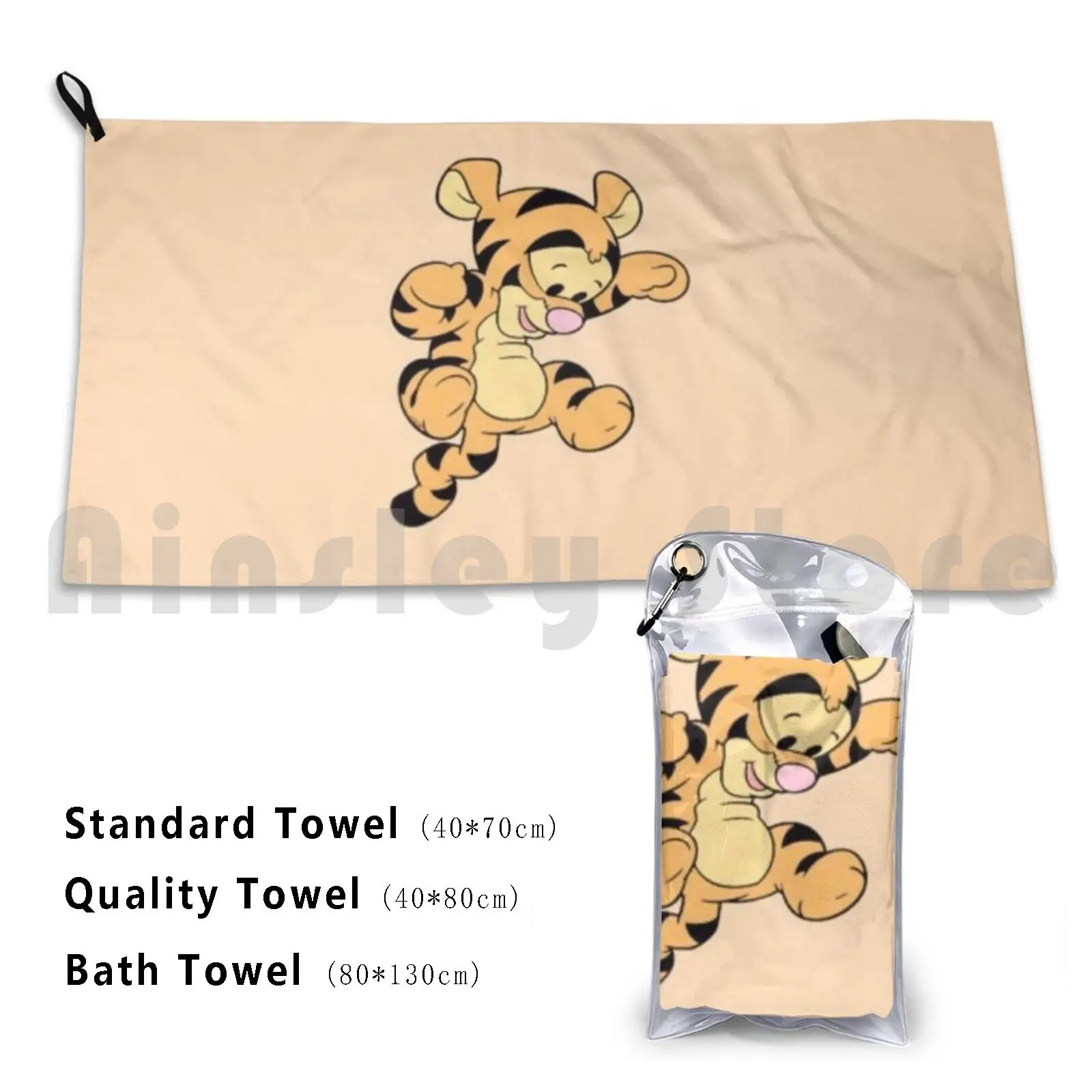 Tigger Beach Towel Quick Dry Quality Towel Tigger Cartoon Teddy Bear Cub Orange Black Yellow Pink Child Coraliepltr26