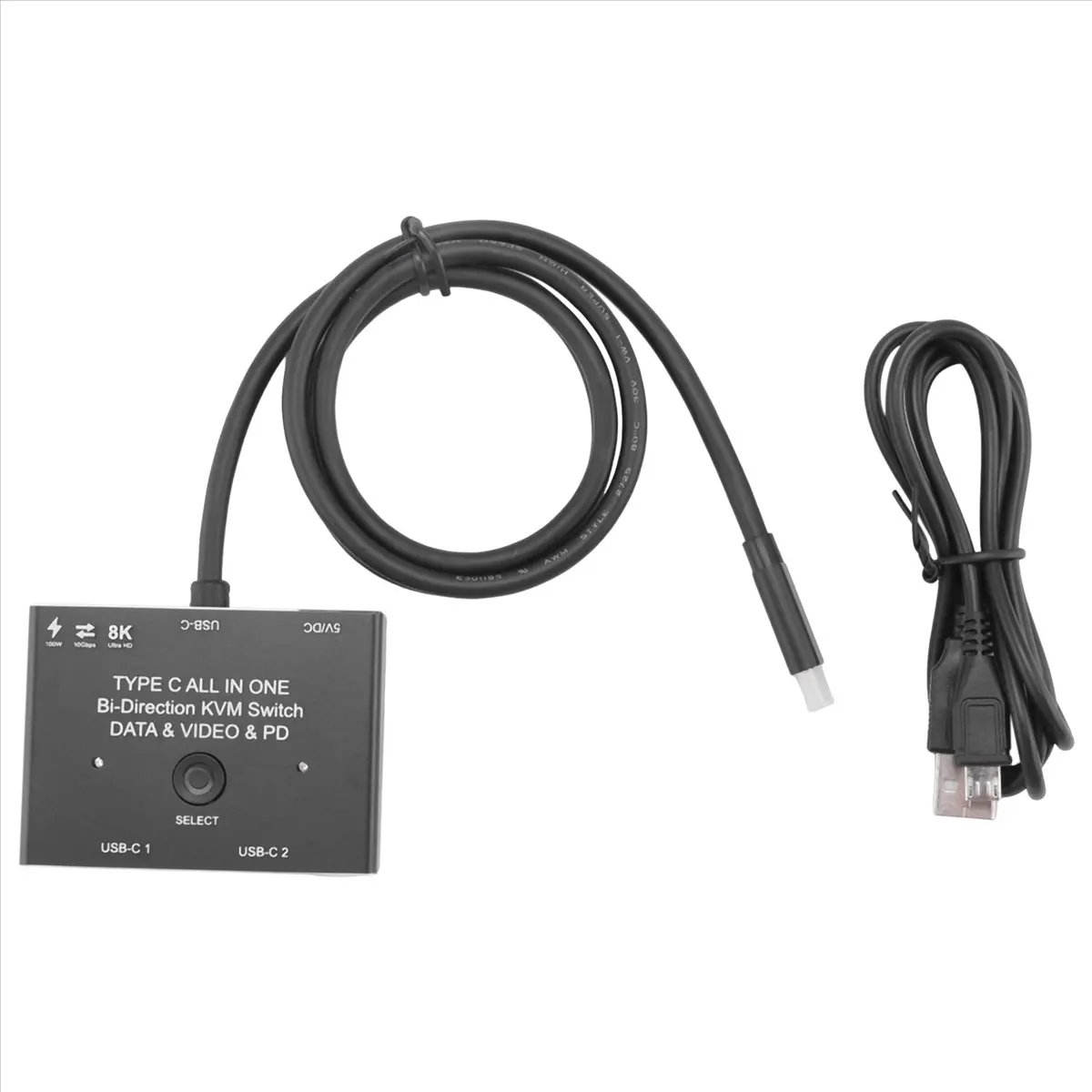 L77A KVM USB C Two-Way Switch 1X2/2X1 USB 3.1 Splitter Data Video Switcher 8K @30Hz PD 100W for PC Monitor Mobile Phone