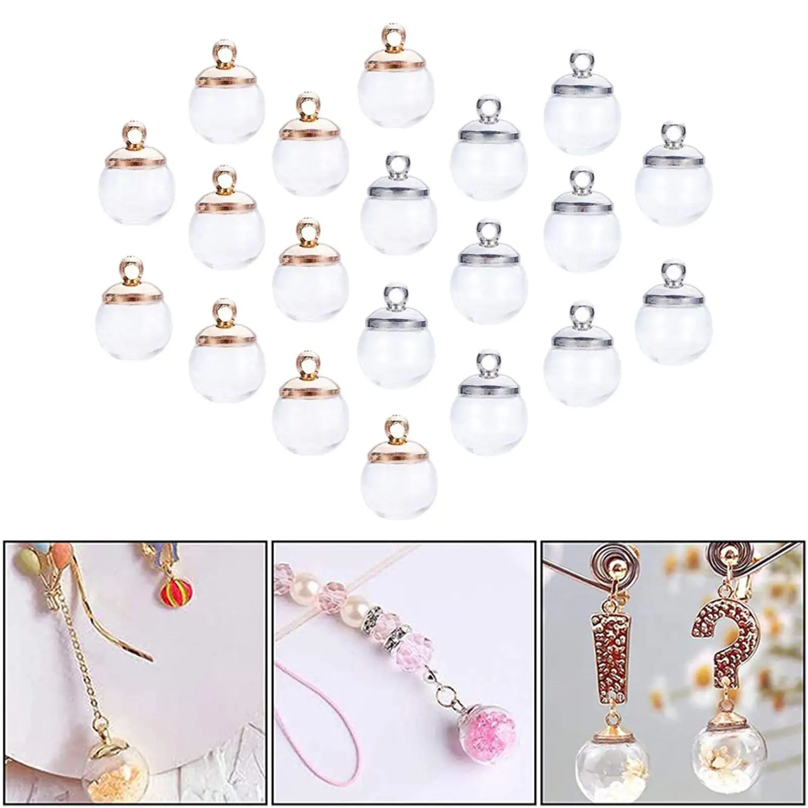 20 Pieces Globe Bottles, Empty Bottles, s, Pendant Charms, for Jewelry Making Necklace Wish Ball Bottles Blown Globe Beads