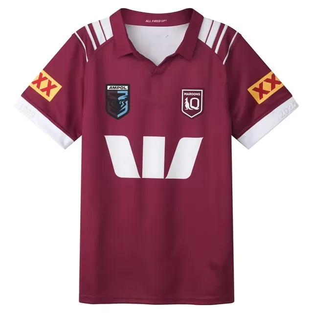 2025 QLD Maroons HOME الرجبي جيرسي 2025/2026 هارفي نورمان QLD Maroons قميص تدريب رجالي شورت واحد الحجم: S-5XL