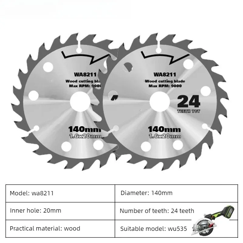 WU535 Original Saw Blade for WORX Circular Saw Replaceable Saws Blades Diameter 14cm 24 Teeth Saw Blade Repair Accessories