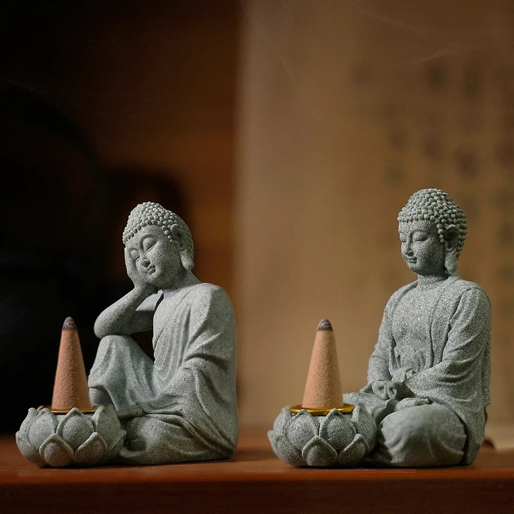 Household Aromatherapy Decorations New Chinese New Ornaments Living Room Zen Tea Desktop Crafts Small Sitting Buddha Sculpture