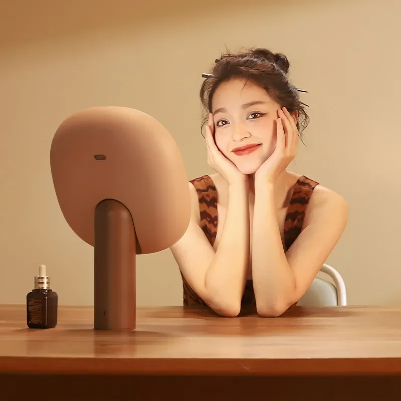 Customizable LED Lighted Vanity Mirror with Magnifier Large Desktop Makeup Mirror Rechargeable Touch Screen Beauty Mirror for