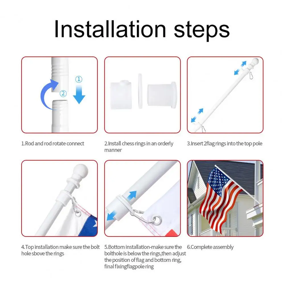 Portable Flagpole Splicable Flagpole Tangle-free Metal Flag Pole Weather-resistant Outdoor Flagpole Heavy Duty for Porch