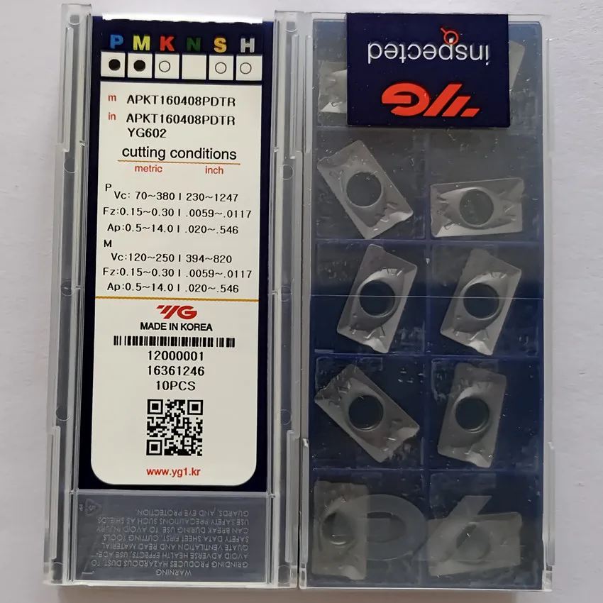 APKT160404PDTR/APKT160408PDTR/APKT160412PDTR/APKT160416PDTR/APKT160424PDTR YG602 YG Carbide Inserts CNC Milling Insert 10PCS/BOX