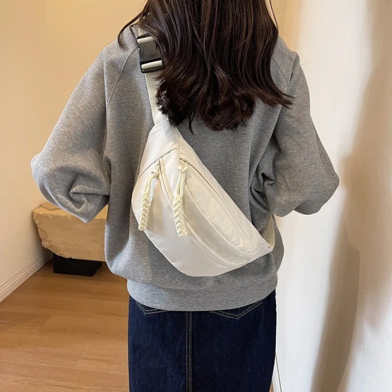 

Casual Japanese-style Waist Bag for Men and Women Fashionable Sports Phone Bag Solid Color Crossbody Chest Bag