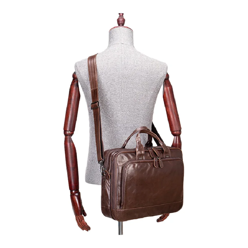 Nieuwe Mannen Echt Leer Toevallige Bedrijfsaktentas Multifunctionele Tassen Messenger Mannen Schouder Crossbody Laptop Handtas