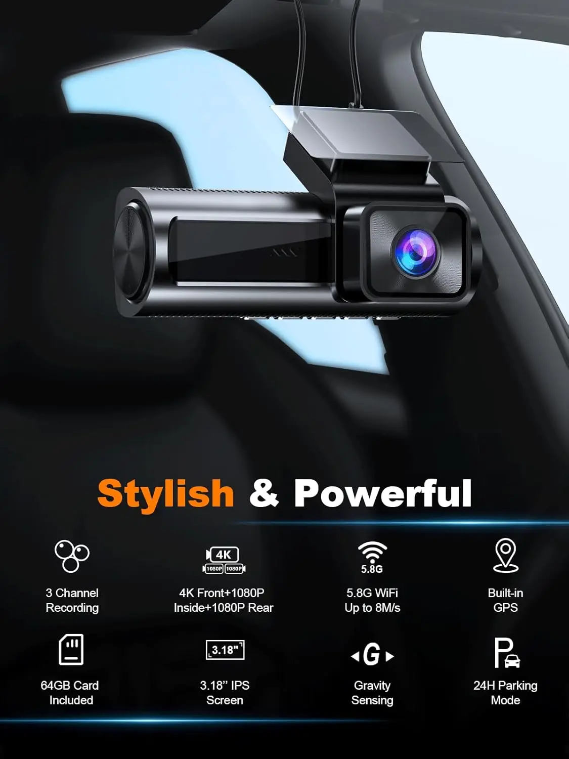 

Driving recorder 1080p resolution high-definition 24-hour GPS positioning system