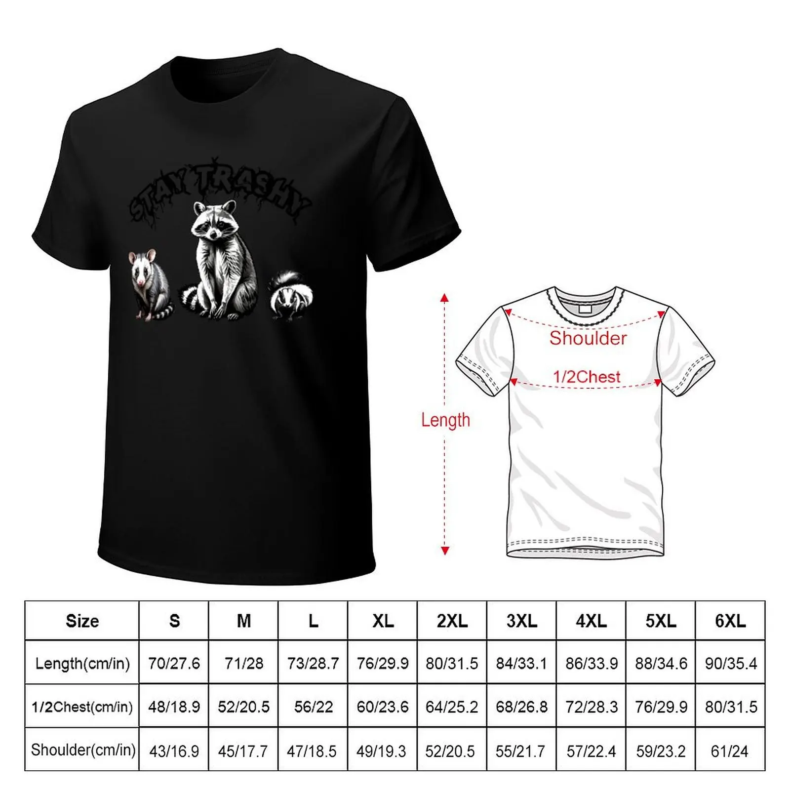 Stay Trashy Raccoon, Opossum, Skunk T-Shirt cotton t-shirt plain for man package T-Shirt