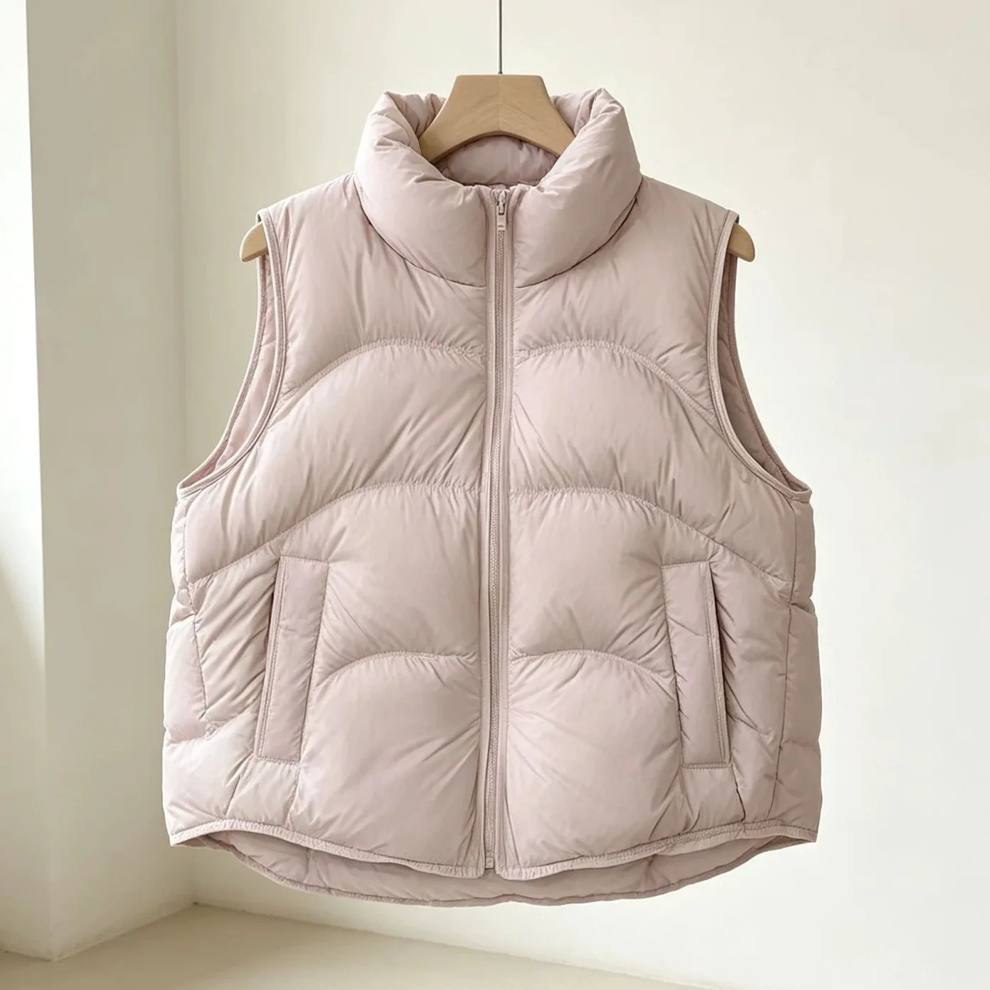 Autumn Winter Puff Warm Vest Stand Collar Women White Duck Down Sleeveless Vest Female Zipper Thick Loose Quilted Waistcoat
