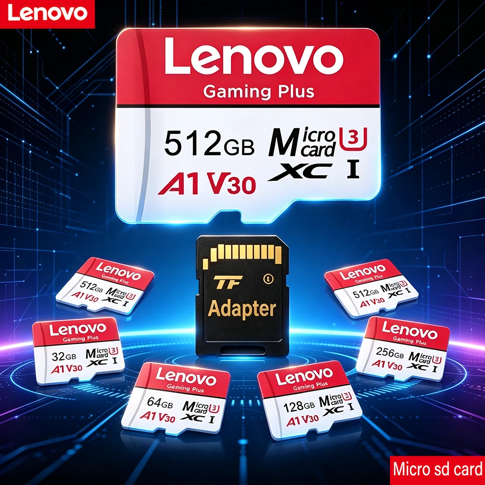 Lenovo High Gaming Plus Micro SD Card C10 - 32GB/64GB/128GB/256GB/512GB TF Memory Card for PC Nintendo Switch Laptop GoPro