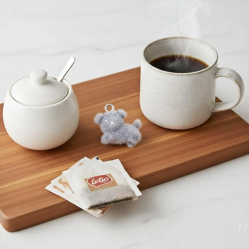 

5Pcs Miniature Puppy Flocking Charms for DIY Keyring, Cute Cartoon Style