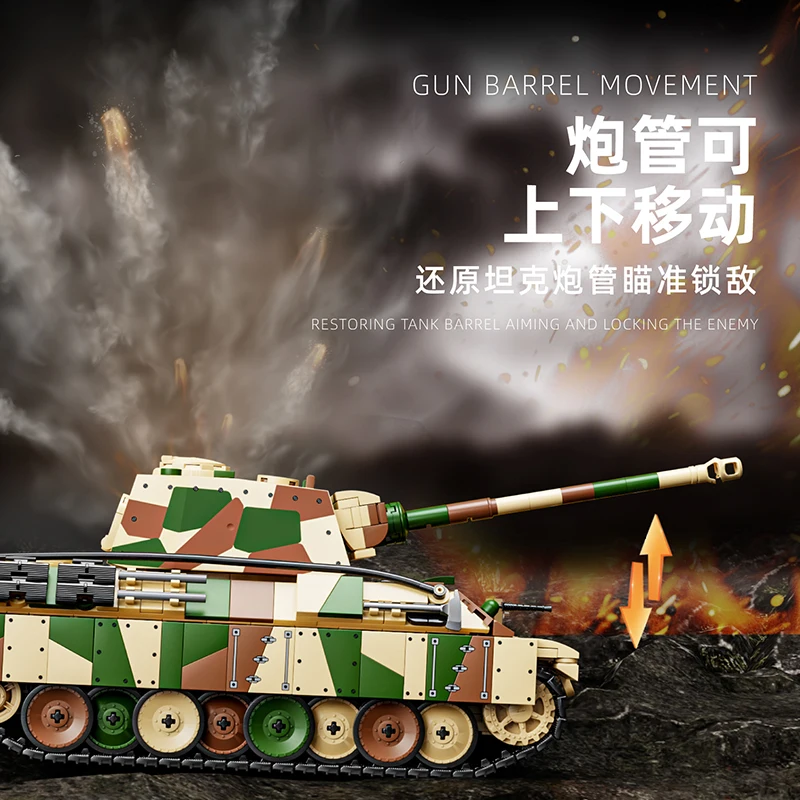 12GO 97002 WWII Deutscher Panther Typ G Panzermodell 1962 Stück Bausteinset Militärmodell DIY Spielzeug für Weihnachtsgeschenke