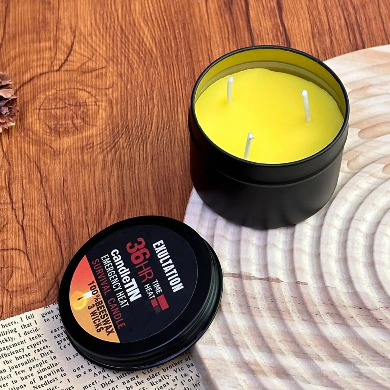 Smokeles Emergency Candle With Jar 36 Hours Long Burning Survival Candle Outdoor Activities Wick Lamp For Power Outages