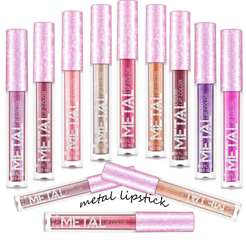 Waterproof Metallic Matte Liquid Lipstick Long Lasting Non-Stick Cup Non Fading Lipstick Matte Shimmer Glitter Material Safety