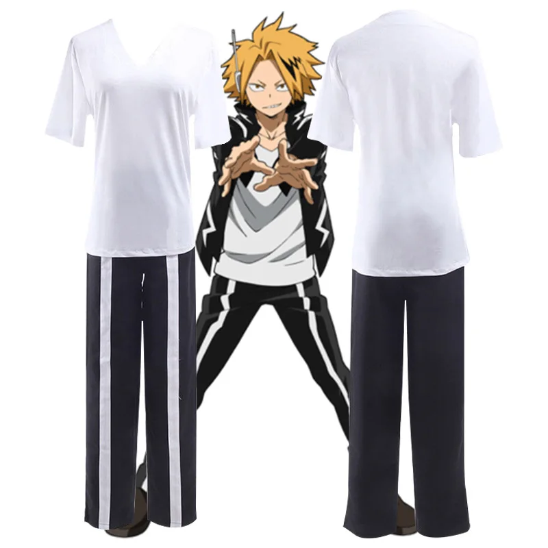 My Hero Academia Cos Kaminari Denki Cosplay Costume Anime Mens Everyday Uniforms Halloween Clothes Wig