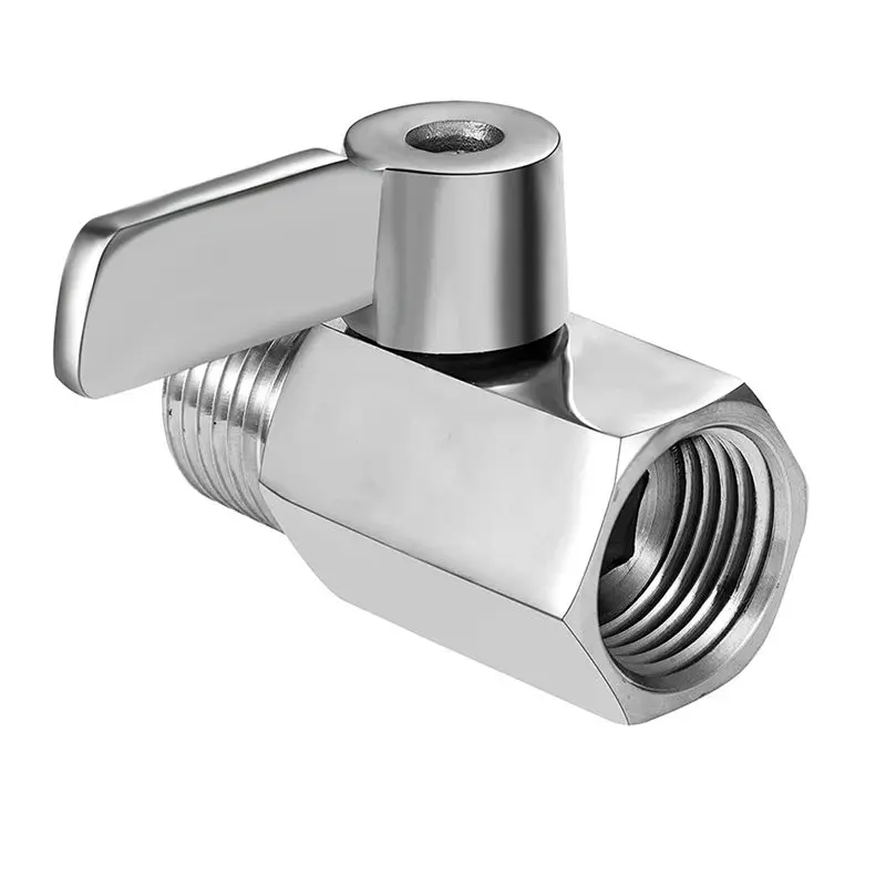 ABWZ-Shower Head Shut Off Valve, 304 Stainless Steel Mini Ball Valve NPT Thread(1/2Inch Male X 1/2Inch Female),4 Pack