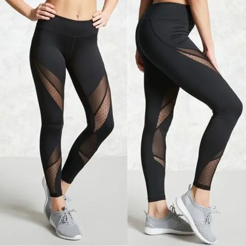 

Hot Fashion Mesh Patchwork Leggings Women Leggins Female Black Elastic Pant Capri Women Fitness Leggings