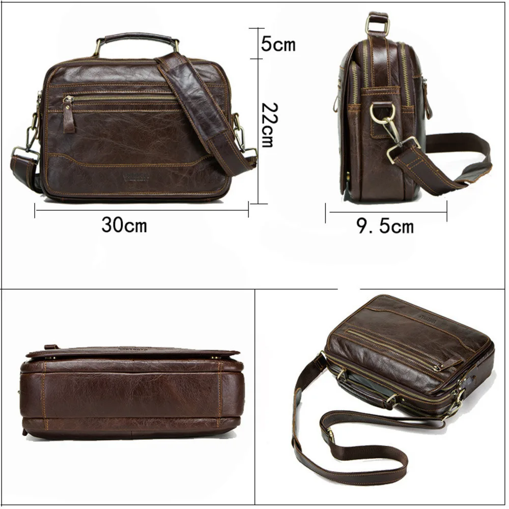 Borsa a tracolla alla moda in pelle bovina con strato superiore a spalla da uomo casual Black Angel