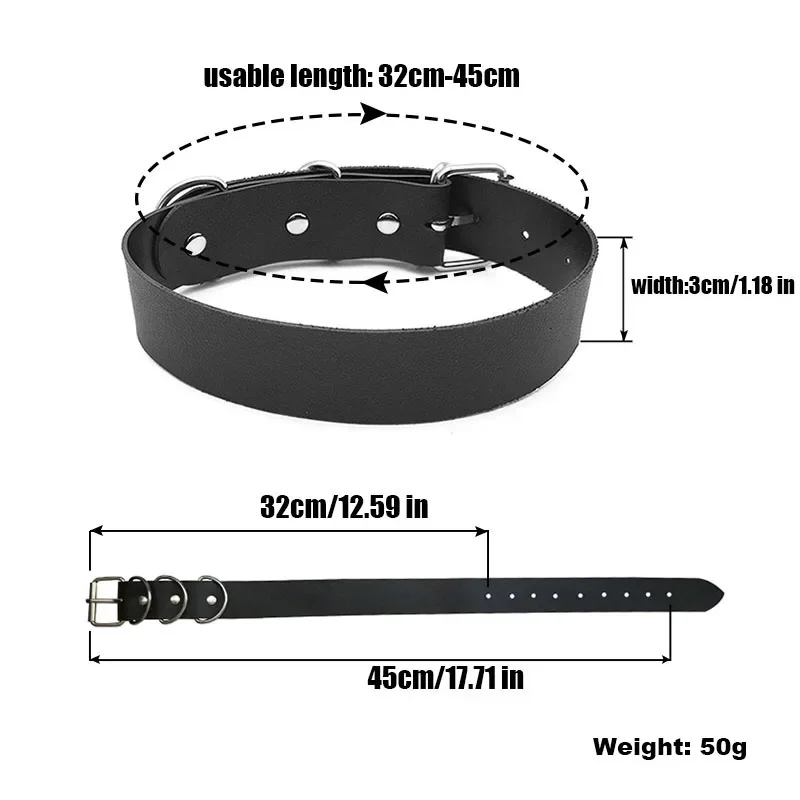 Black Goth Belt PU Customized Letters Choker Necklace Punk Sexy Men Women Personalized Collars Buckle Chocker Cosplay Jewelry - view 6