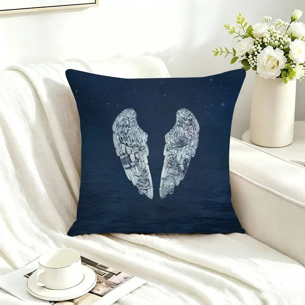 c-Coldplay MUSIC Square Double-Sided printed Pillow Case Bedroom Bedside Pillow Sofa Cushion Cover