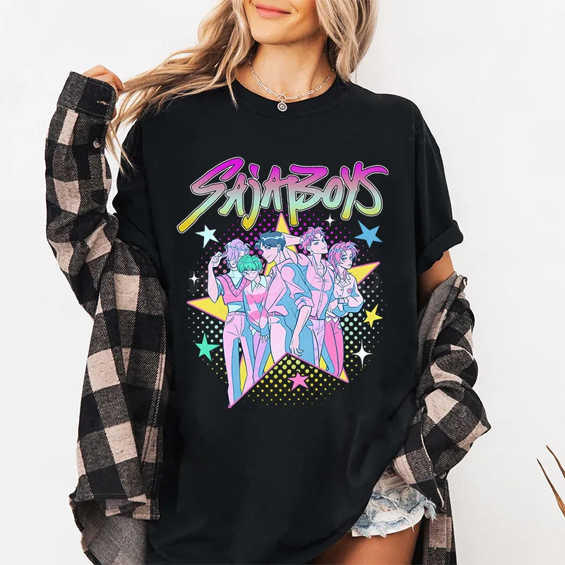 

KPop Demon Hunters Printed Fashion Short Sleeve Crew Neck Casual Top Women's T-shirt Polyester Fiber Short Length Decorative Pat