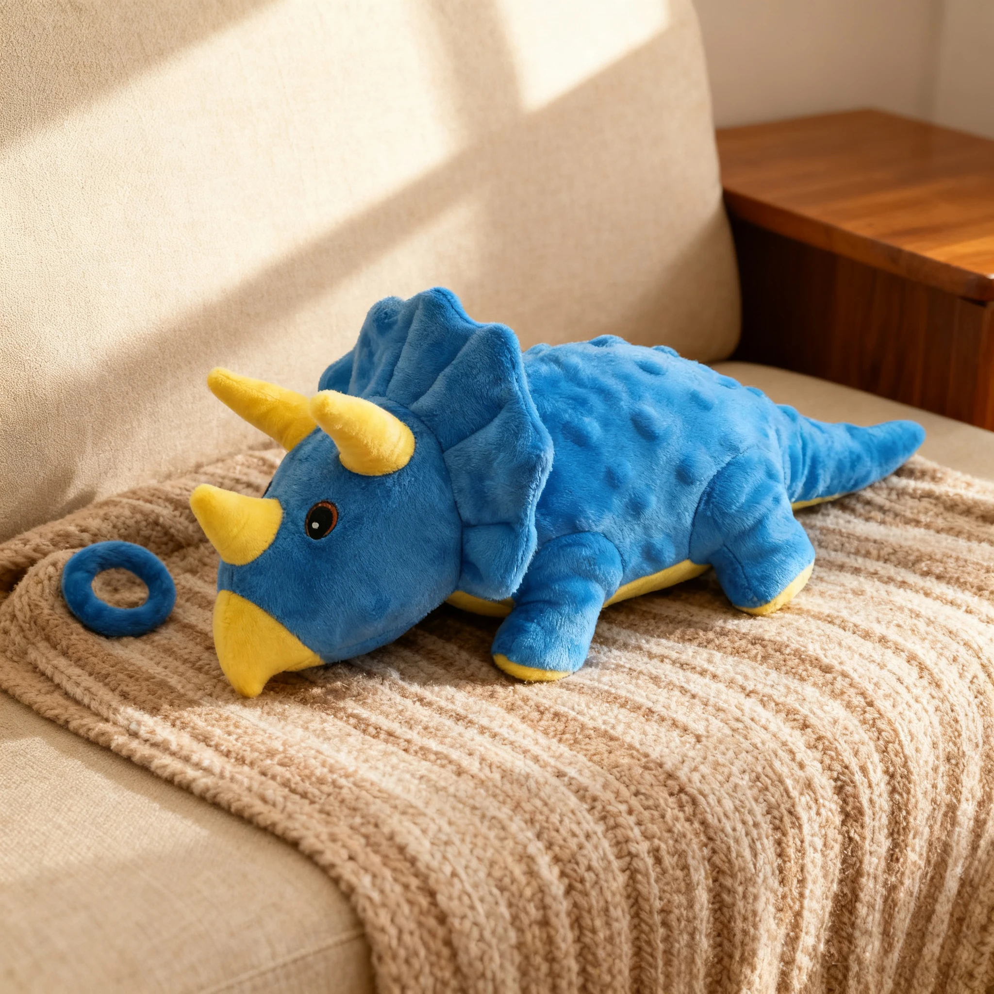 Robustes Bissfestes Triceratops Plüsch-Hundespielzeug, Quietschendes Interaktives Haustier-Begleitspielzeug für Kleine Mittlere Große Hunde