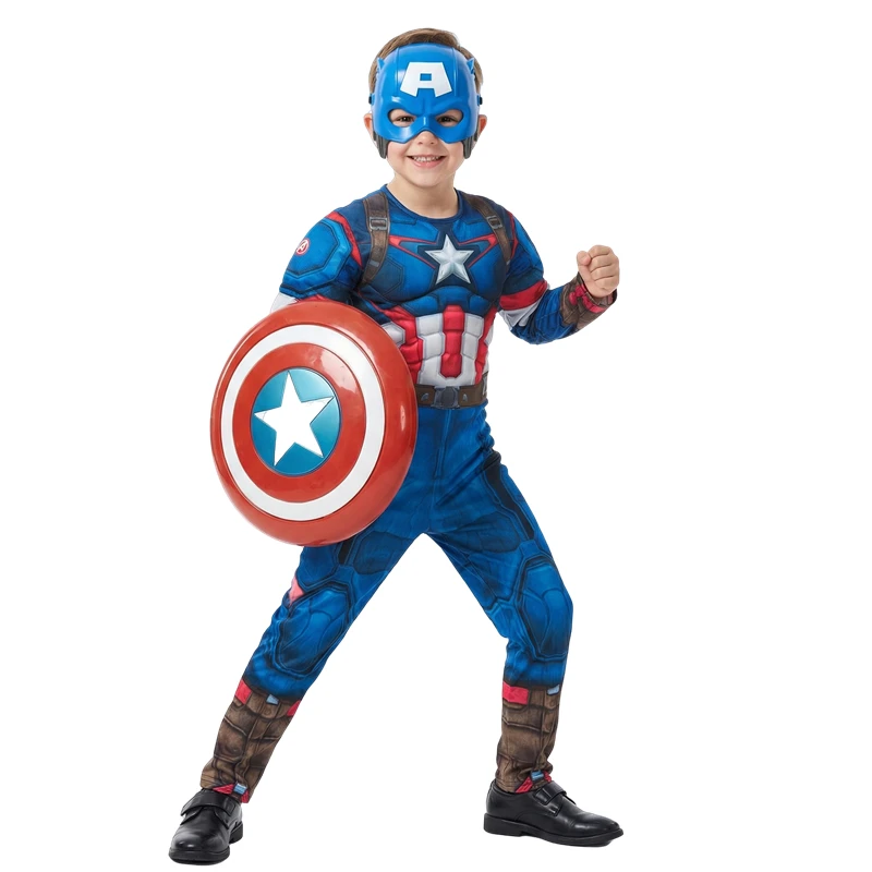Kostium Kapitana Ameryki dla chłopców i dziewcząt, strój superbohatera do cosplayu, kombinezon na występy szkolne z maską i tarczą, zabawka na prezent.