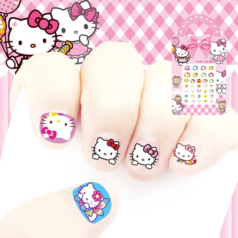 Random 1Pcs Sanrio Kuromi Nail Sticker Hello Kitty Mymelody Cinnamoroll Cartoon Nail Stickers For Kid Birthday Gift