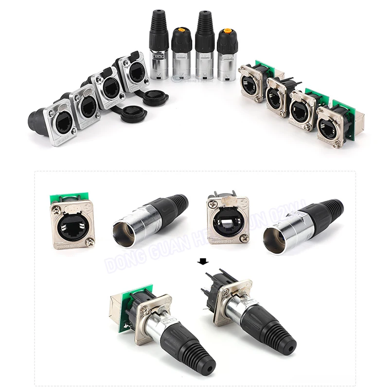 Dual RJ45 Shielded Feed-Through Connector D-Shaped Panel Mount Gigabit Ethernet Metal Jack Compatible SE8FDP/ARJ45-CAT6A